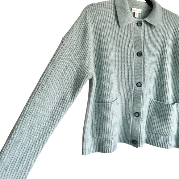 Garnet Hill Ida 100% Cashmere Button Front Cardigan Womens M Light Blue - Picture 6 of 8